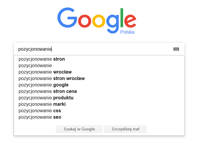 Podpowiedzi Google