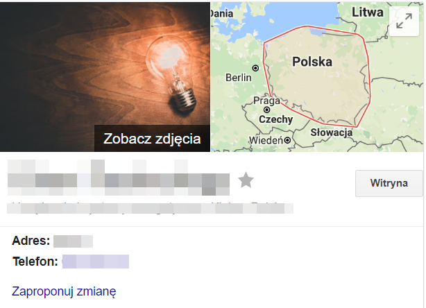 Dobrze zoptymalizowana wizytówka