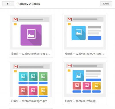 projektowanie reklam w poczcie Gmail