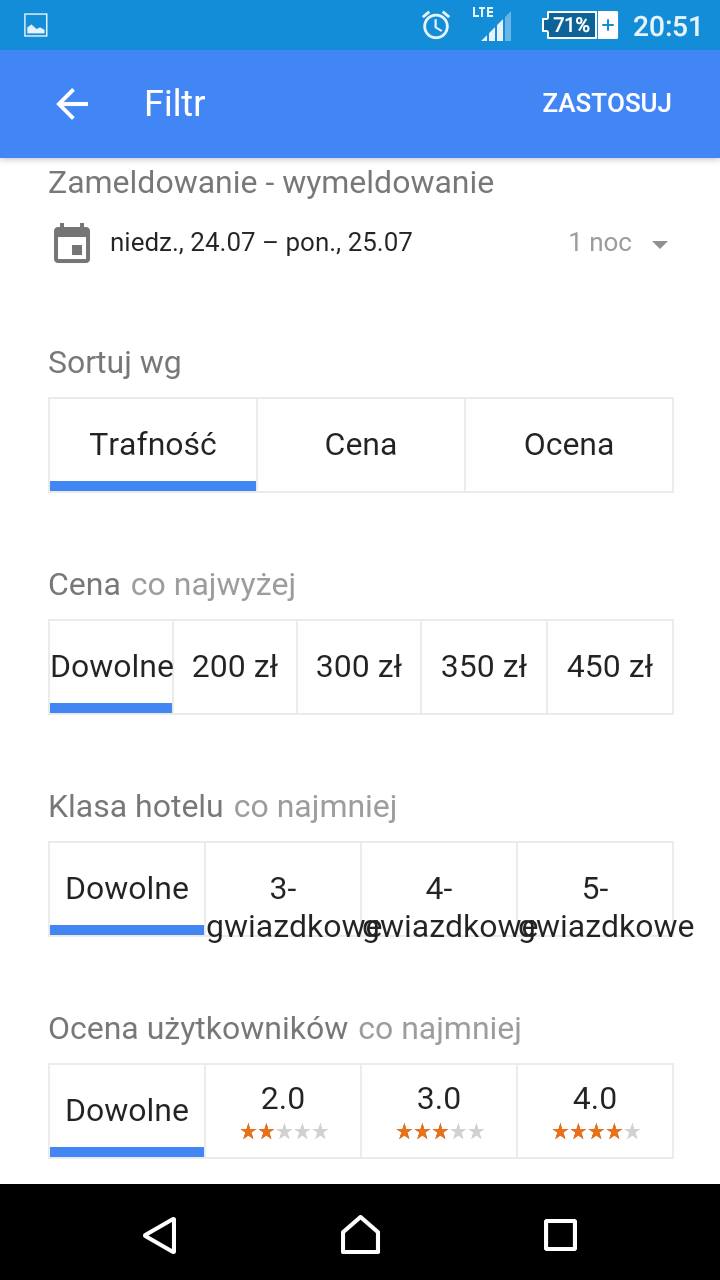 Wyszukiwarka hoteli w mobile