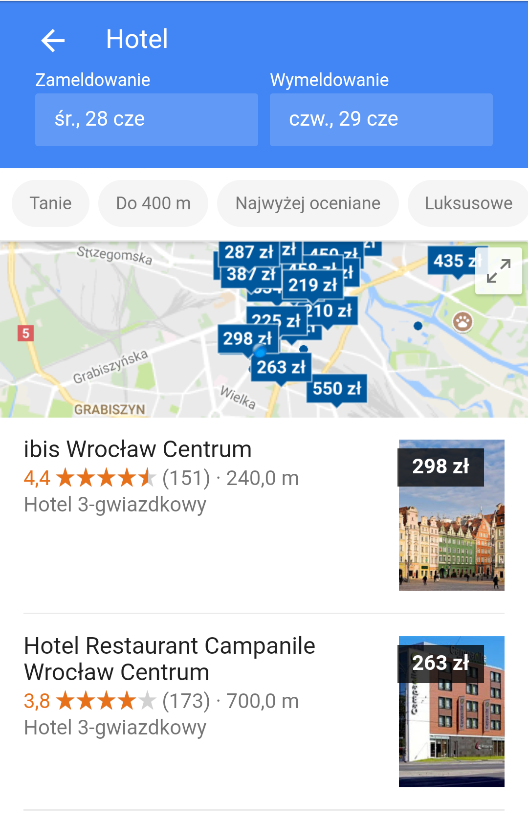 Google Maps wizytówka hotelu