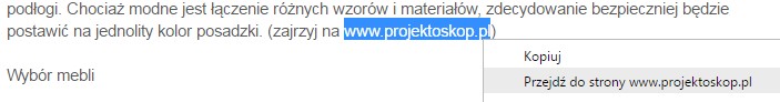 Otwieranie linku tekstowego