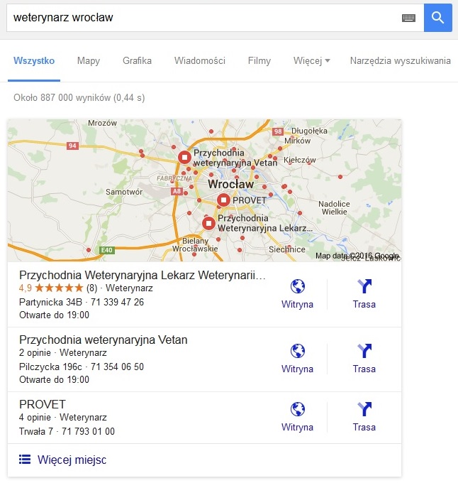 Przykładowa mapka Google