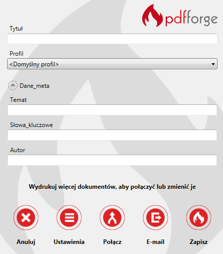 PDF creator ustawianie opisów, tytułów