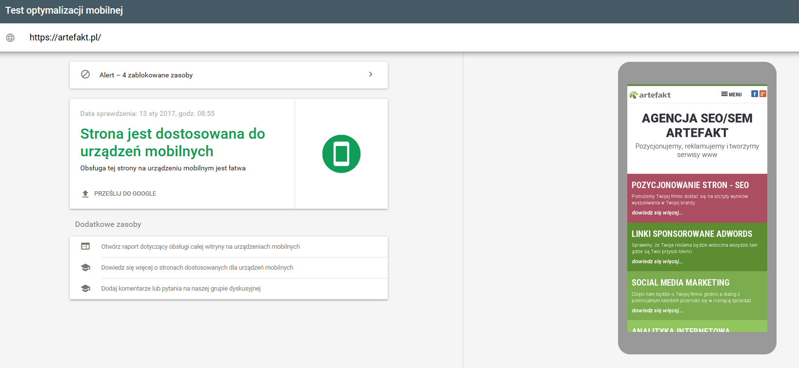 Test mobile-friendly
