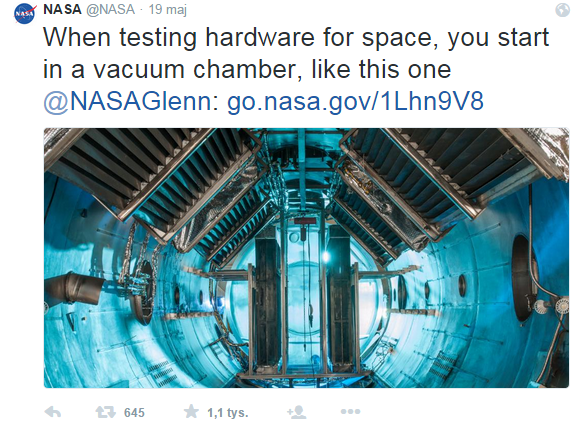 Post na Twitterze NASA