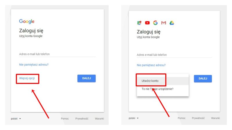 Tworzenie konta Google