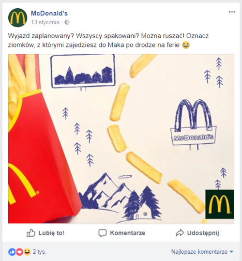 mcdonald's fanpage na Facebooku