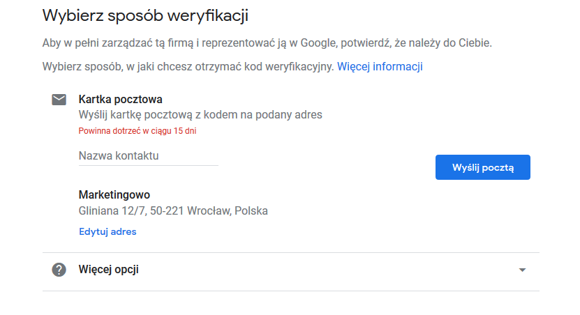 metoda weryfikacji wizytówki