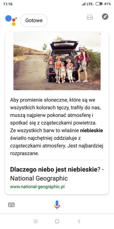 asystent głosowy Google zapytanie